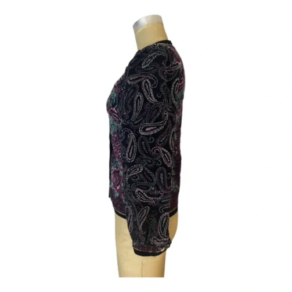 Vintage Megalia cottonVelvet gold button & trim Floral Jacket w/ Paisley Accents